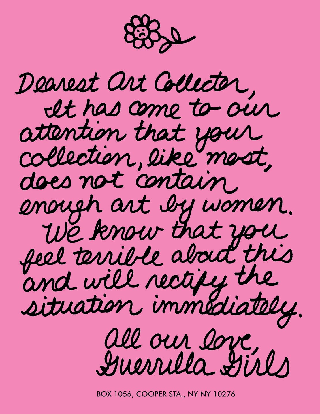 Guerrilla Girls, "Dearest Art Collector"
