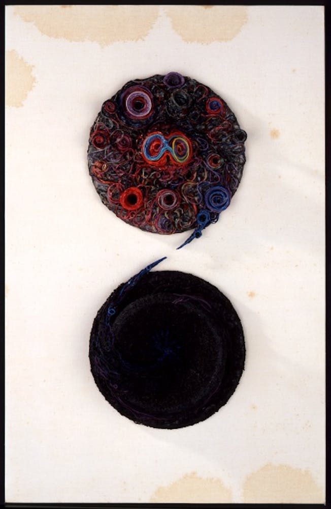 Tetsumi Kudo, Life's Doppler Effect—The Probability of Tracing a Transparent Blue Circle Is One in One Hundred Million (Effet dopplerair de la vie—la probabilité de tracer un cercle bleu transparent est un sur cent millionième), 1983