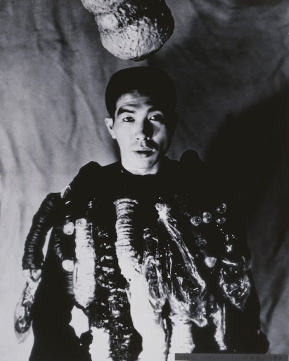 Portrait of Tetsumi Kudo with his work Philosophy of Impotence in&nbsp;1962