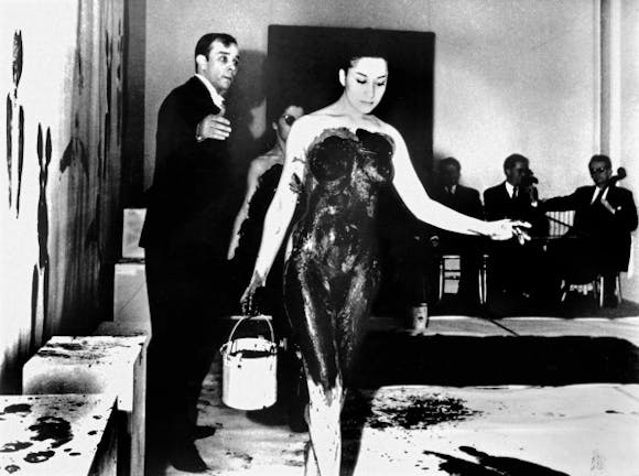 Yves Klein, Yves Klein and a model during an Anthropometry performance at the Galerie internationale d'art contemporain, March 9, 1960, 1960
