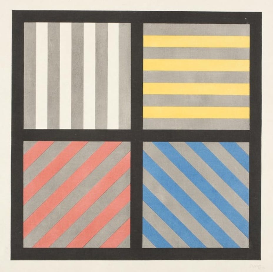 Sol LeWitt, Lines in Four Directions with Alternating Color and Gray, 1993