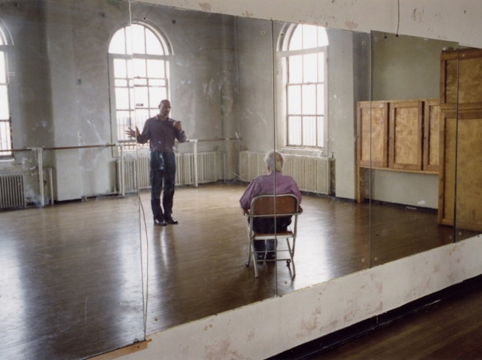 Production still from Tacita Dean’s Merce Cunningham performs STILLNESS… (six performances, six films), 2008