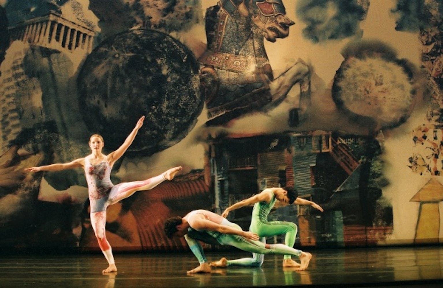 Merce Cunningham Dance Company performing Interscape (2000), with costumes and décor by Robert Rauschenberg