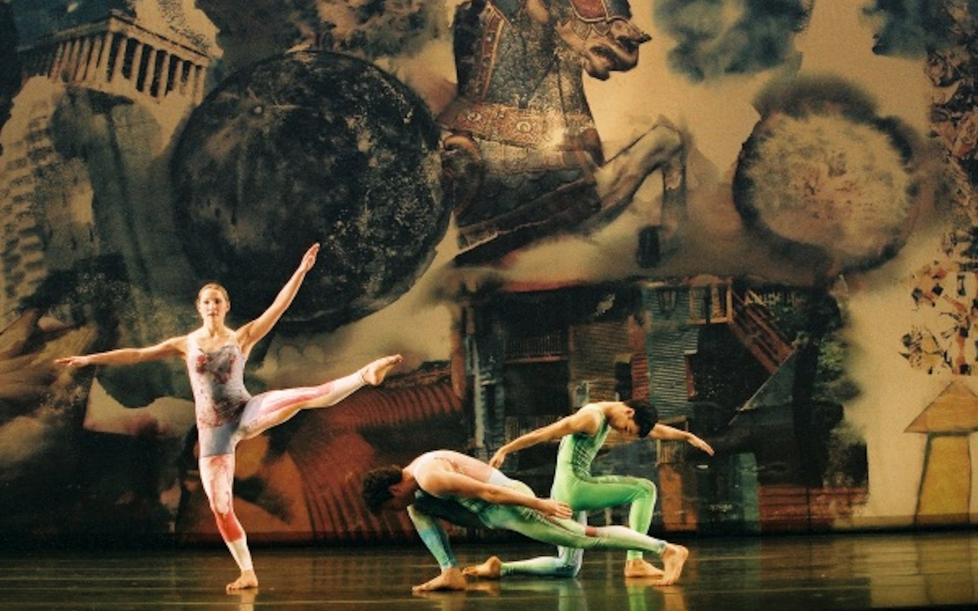 Merce Cunningham Dance Company performing Interscape (2000), with costumes and décor by Robert Rauschenberg