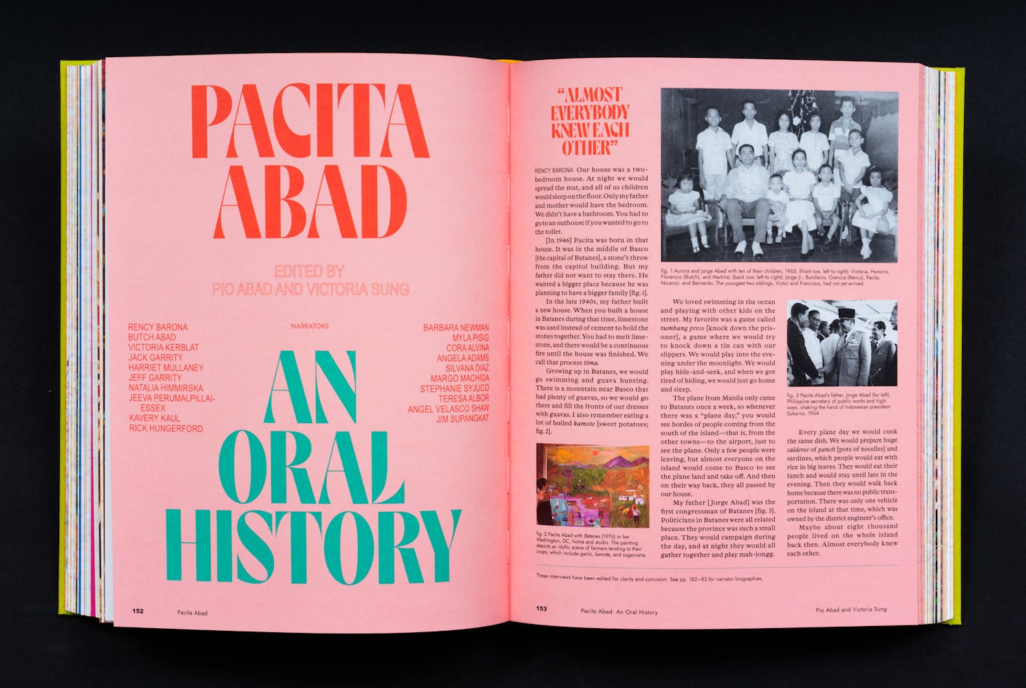 Spread of a book with colorful paintings.