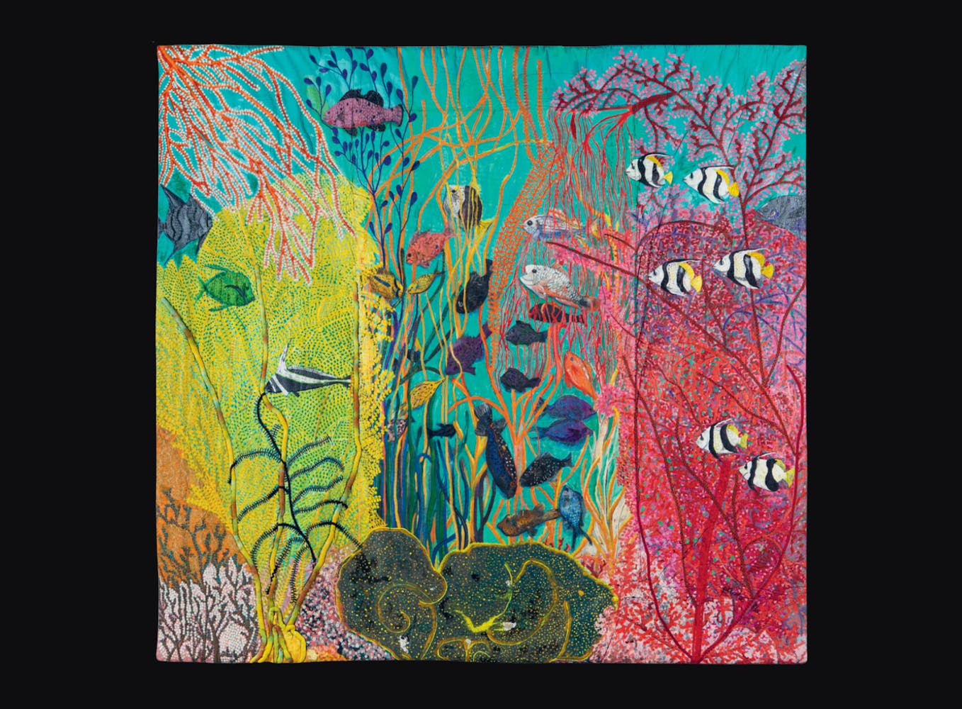 Colorful painting of undersea life.