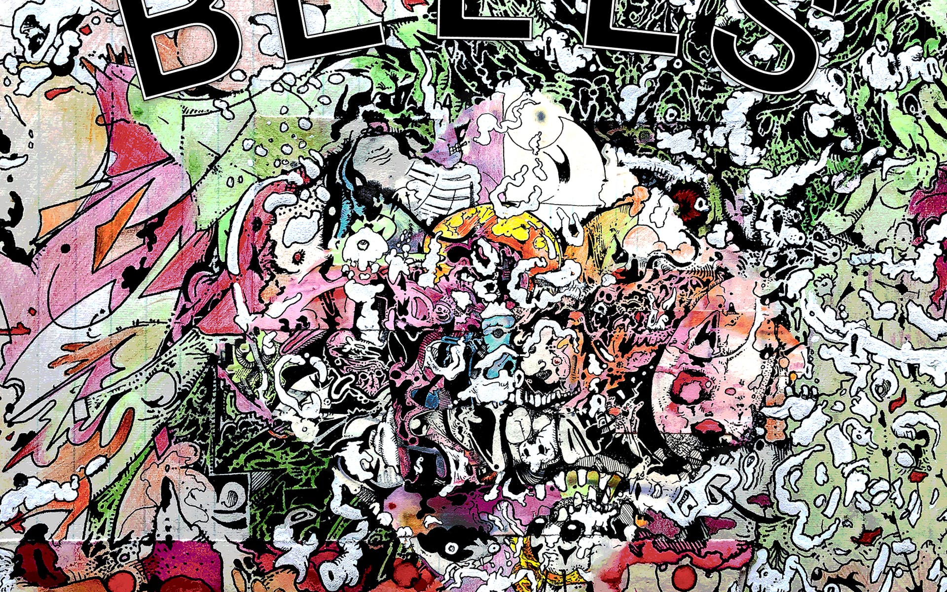 Album cover featuring chaotic and dense textural illustrations and colors