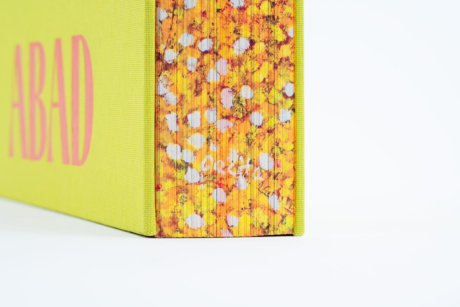 Detail of a colorfully printed edge of a book.