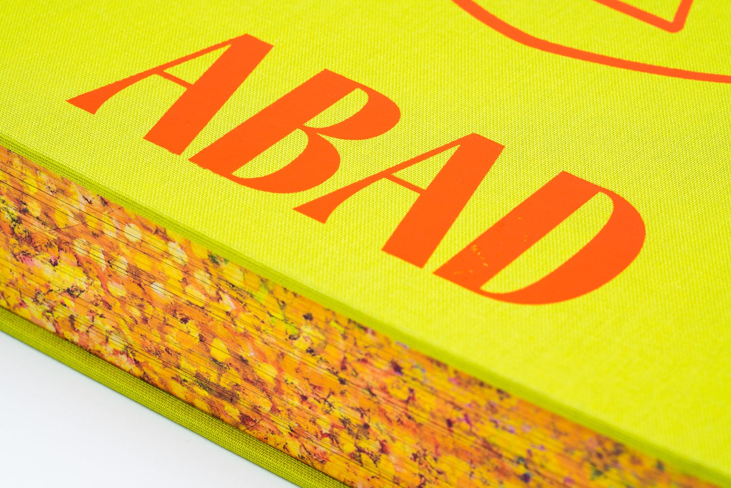 Detail of a colorfully printed edge of a book.