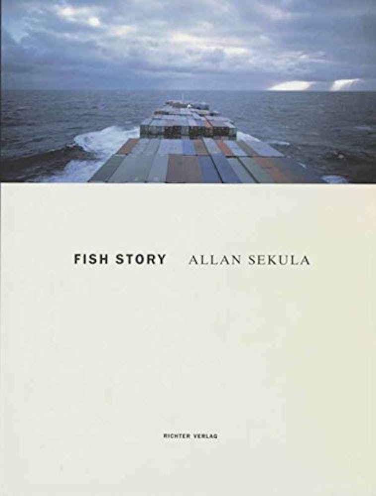 Cover of a book with an image of a cargoship in the ocean.