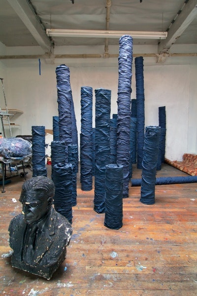Rodney McMillian, studio view showing Untitled, 2006