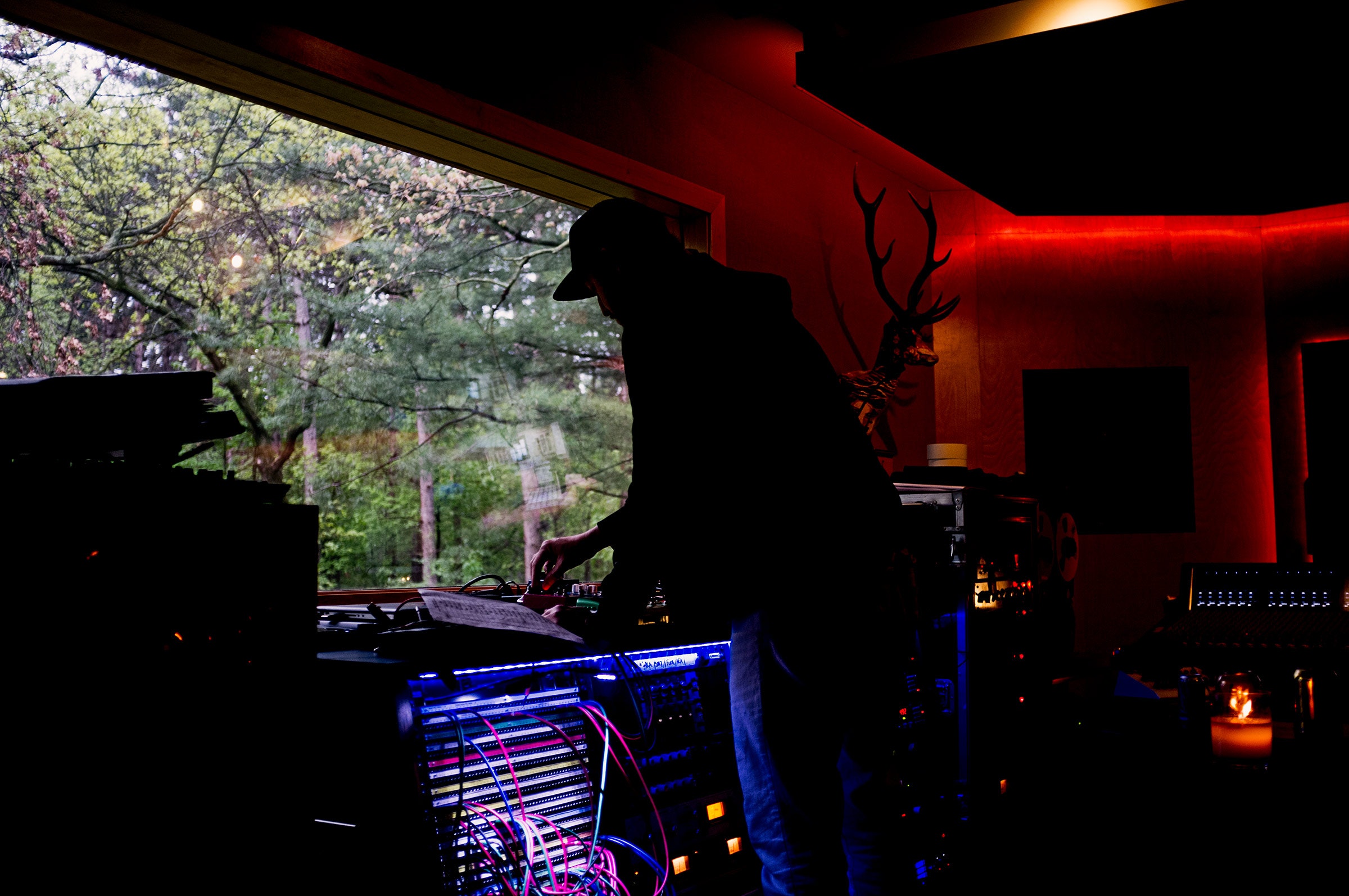 silhouette of man in studio