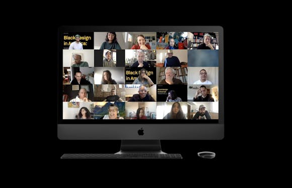 Image of a Zoom meeting with sewveral people on a iMac computer