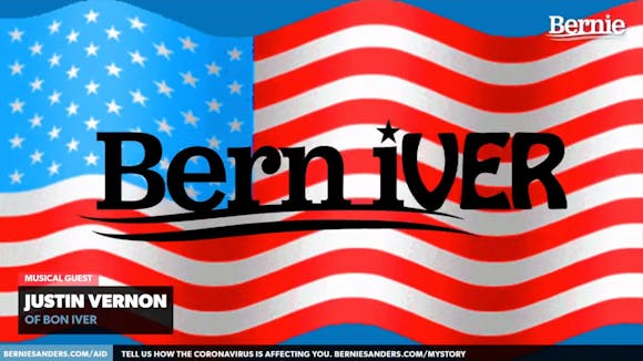 American flag with the words "Bern Iver" on top