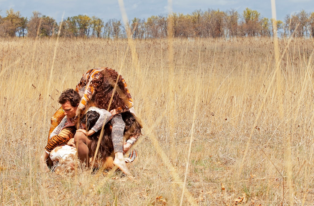 Man dancing in a field