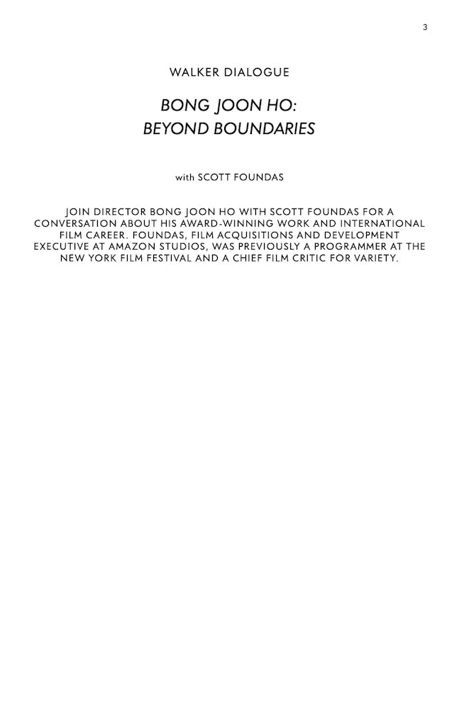 Bong Joon Ho Dialogue brochure page 3