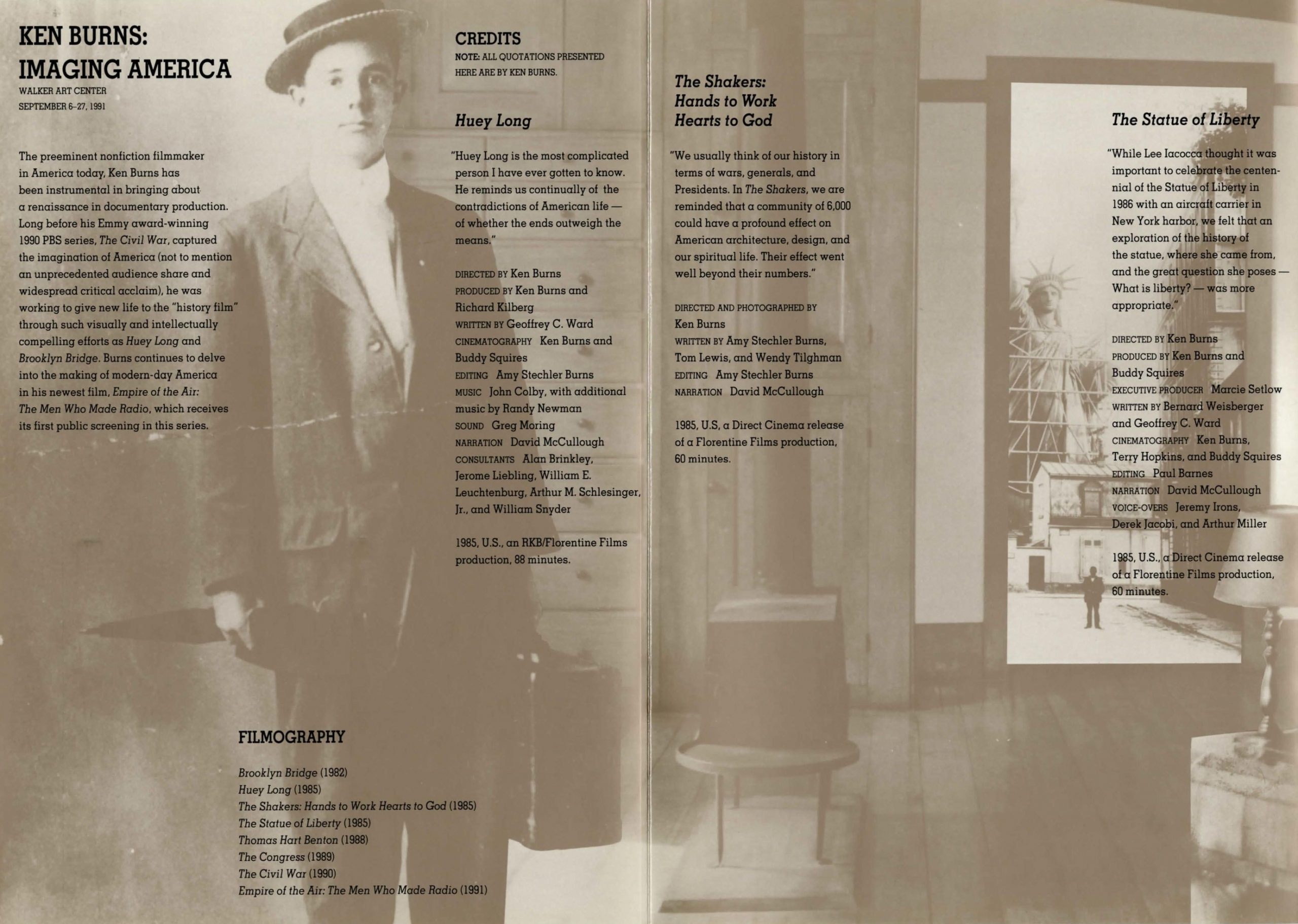 Ken Burns Dialogue event brochure page 3