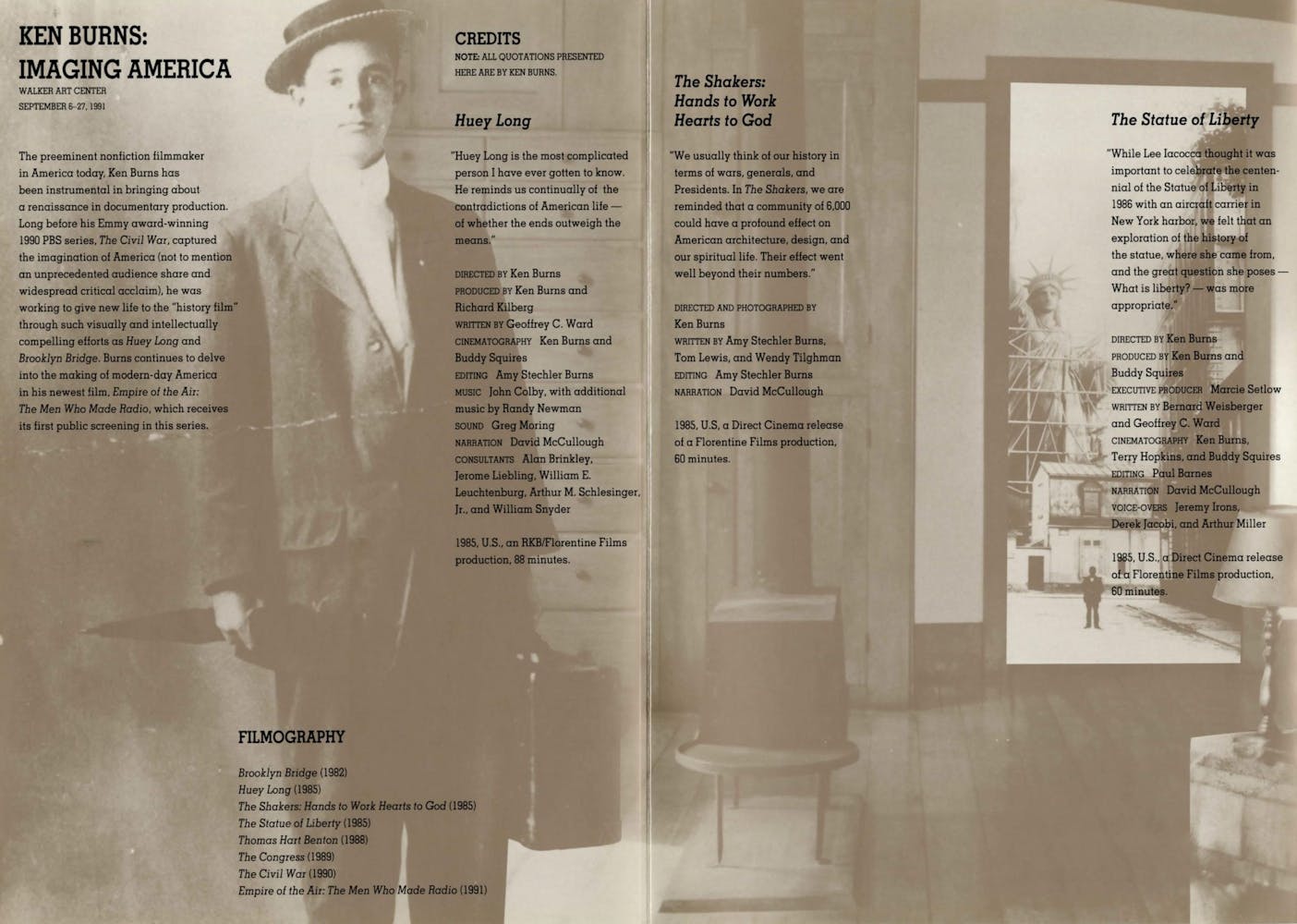 Ken Burns Dialogue event brochure page 3