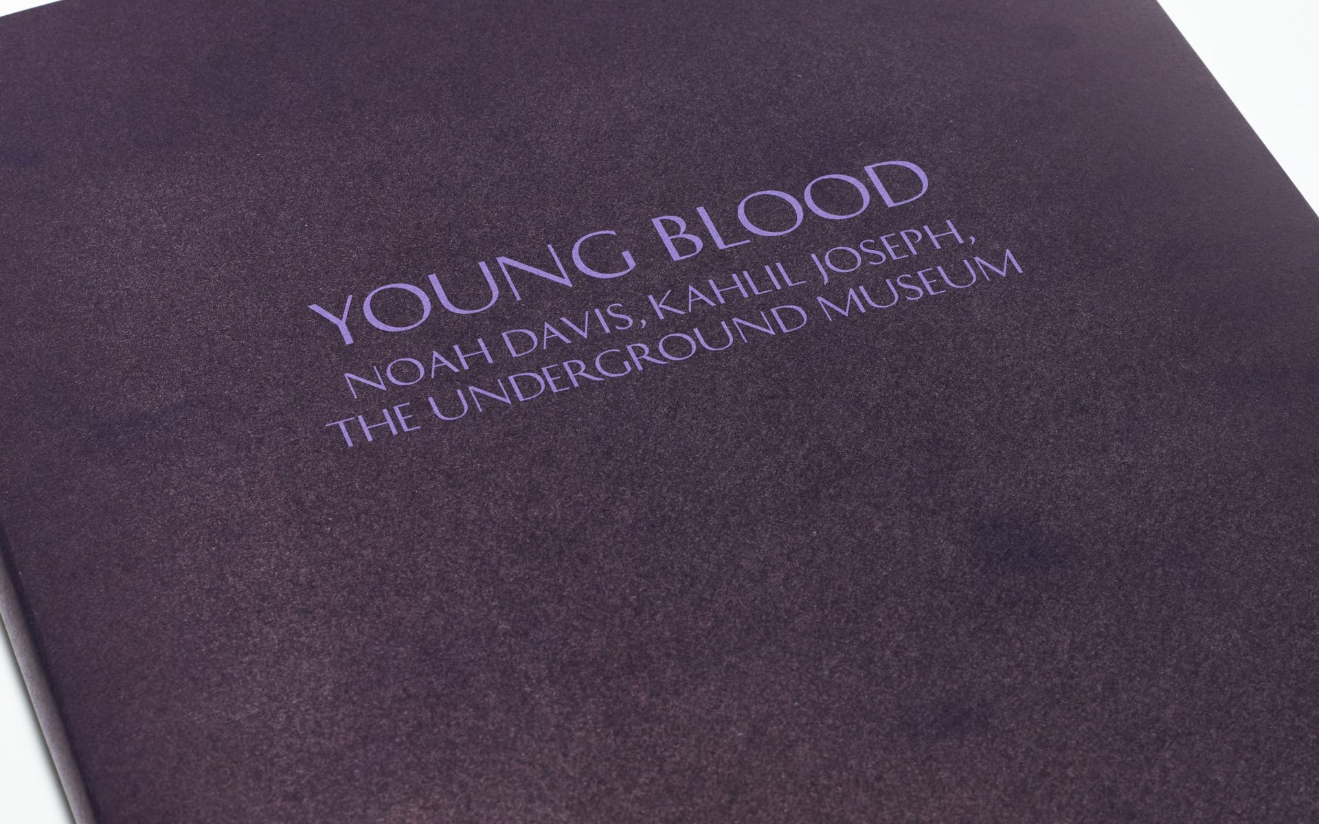 Closeup image of purple typography-only book cover for "Young Blood"