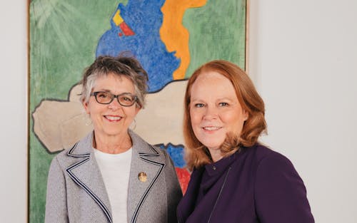 Curator Joan Rothfuss with Kate Kelly, Regional President of PNC Financial Service Group Inc.