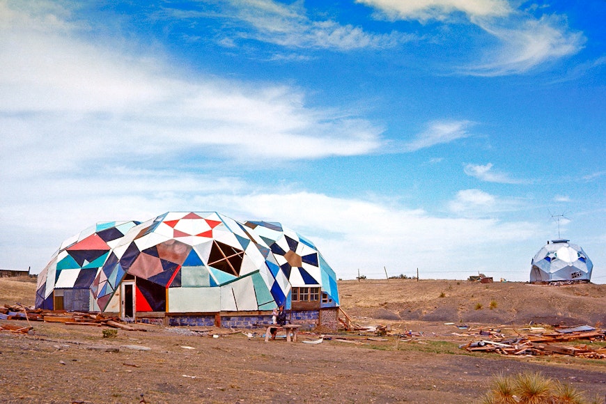 Clark Richert, View of Drop City, "the Complex," in El Moro, outside Trinidad, Colorado c. 1966