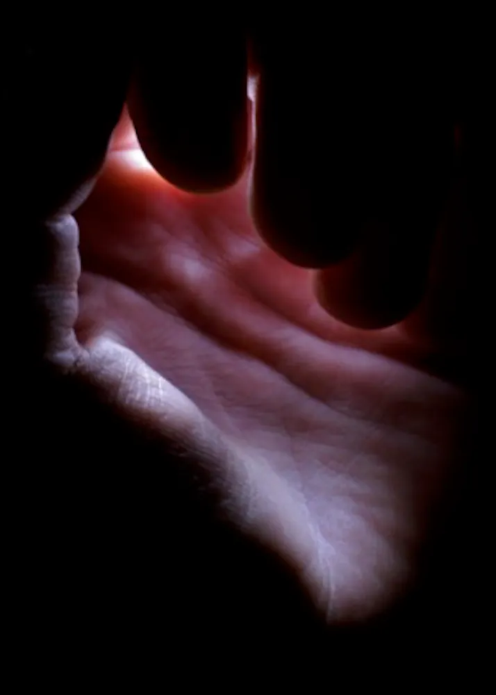 A hald holds something glowing