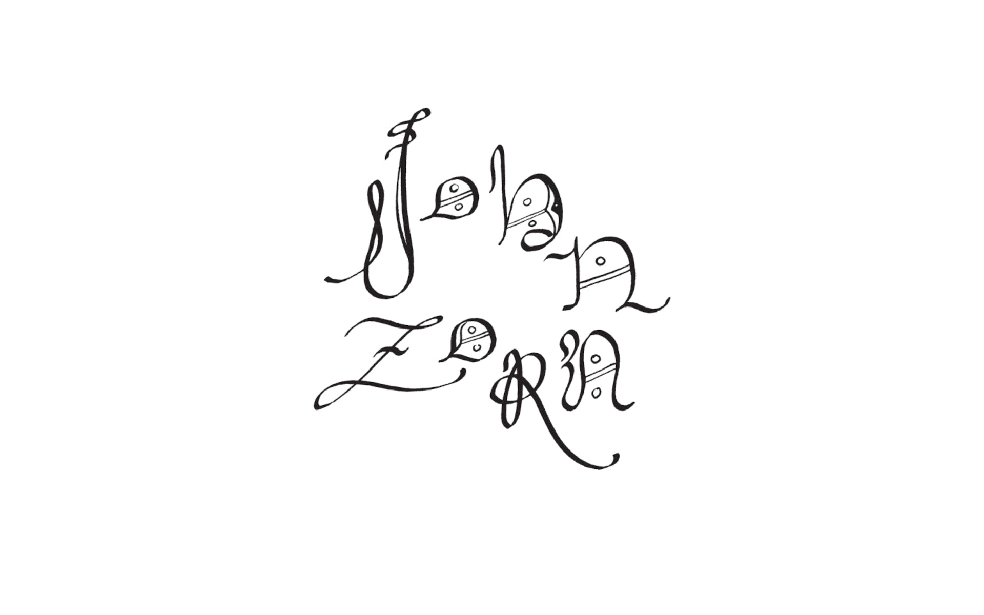 Hand drawing of the name John Zorn