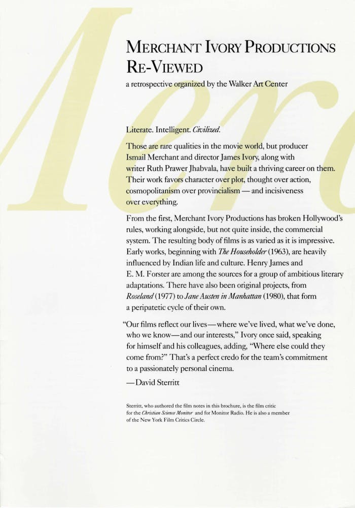James Ivory dialogue event brochure 2