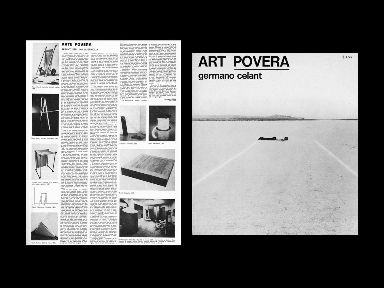 Cover and inside page of a black and white magazine