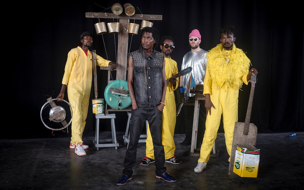 Members of KOKOKO! posing with their instruments.