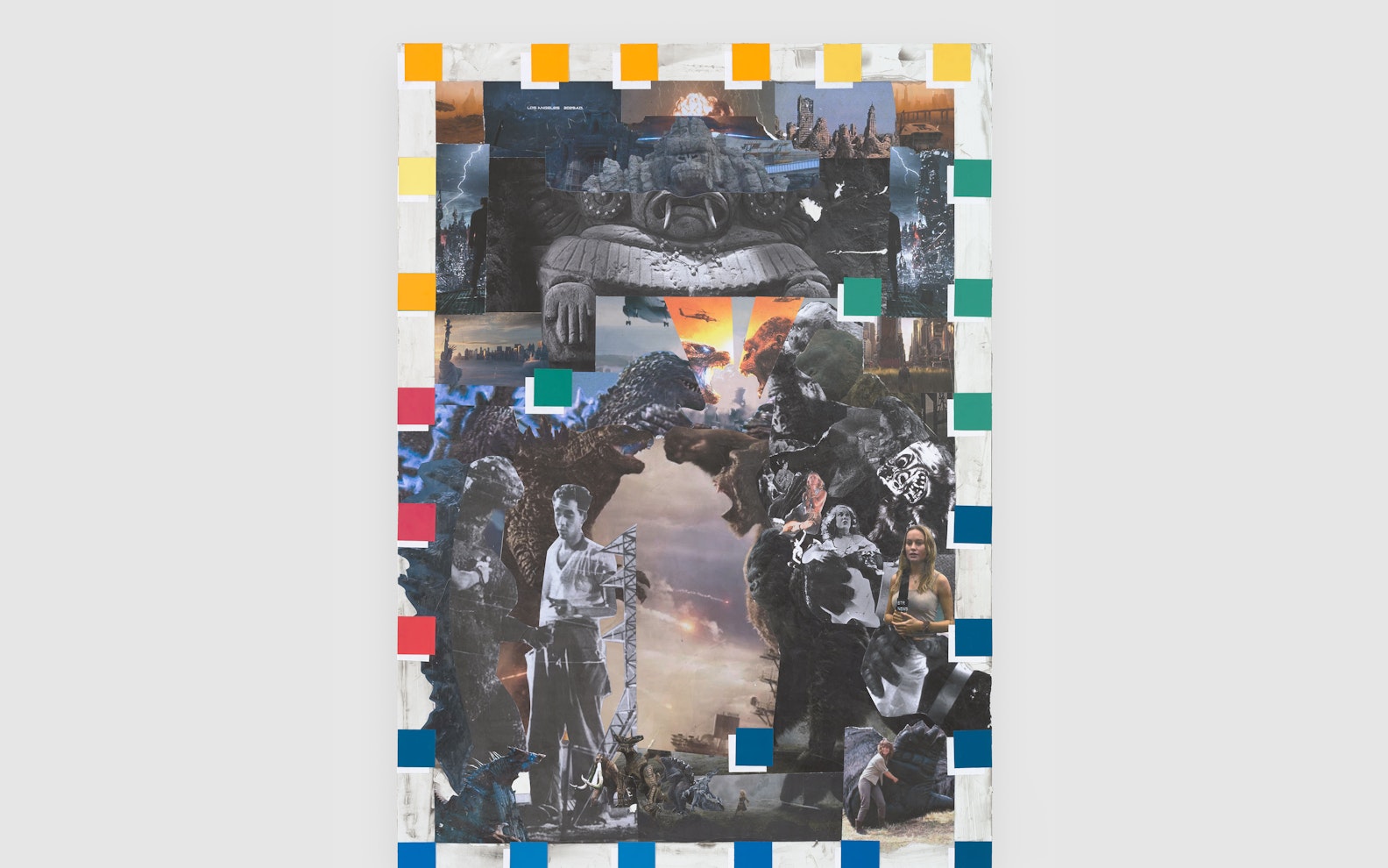 Kandis-Collage-Hero A collage of movie scenes and characters, bordered by a checkered pattern of colorful squares.