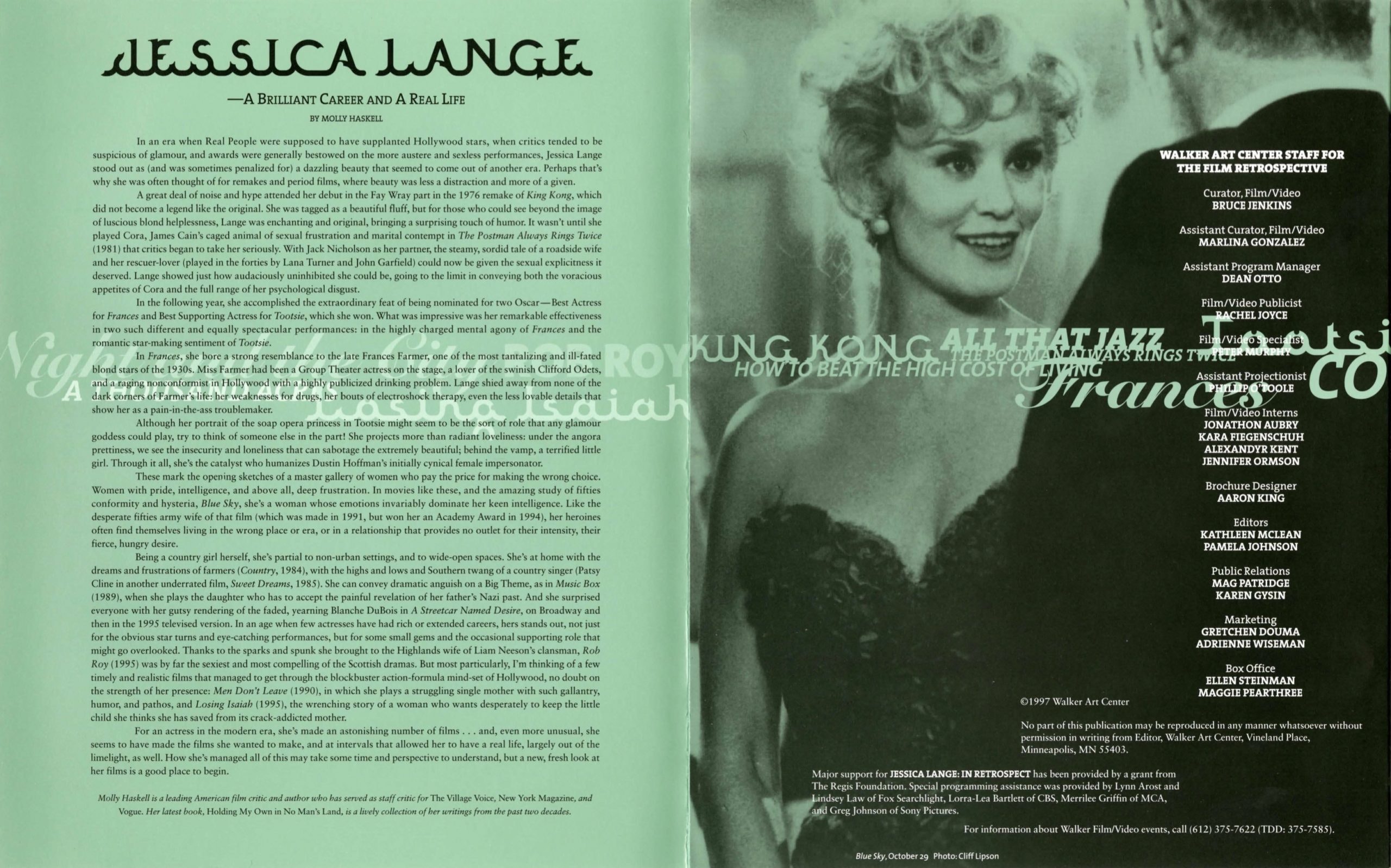 Dialogues Film Retrospectives Jessica Lange