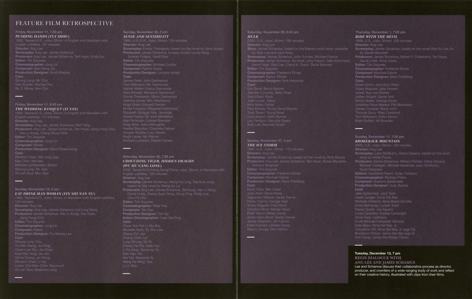 Ang Lee Dialogue Event brochure page 3