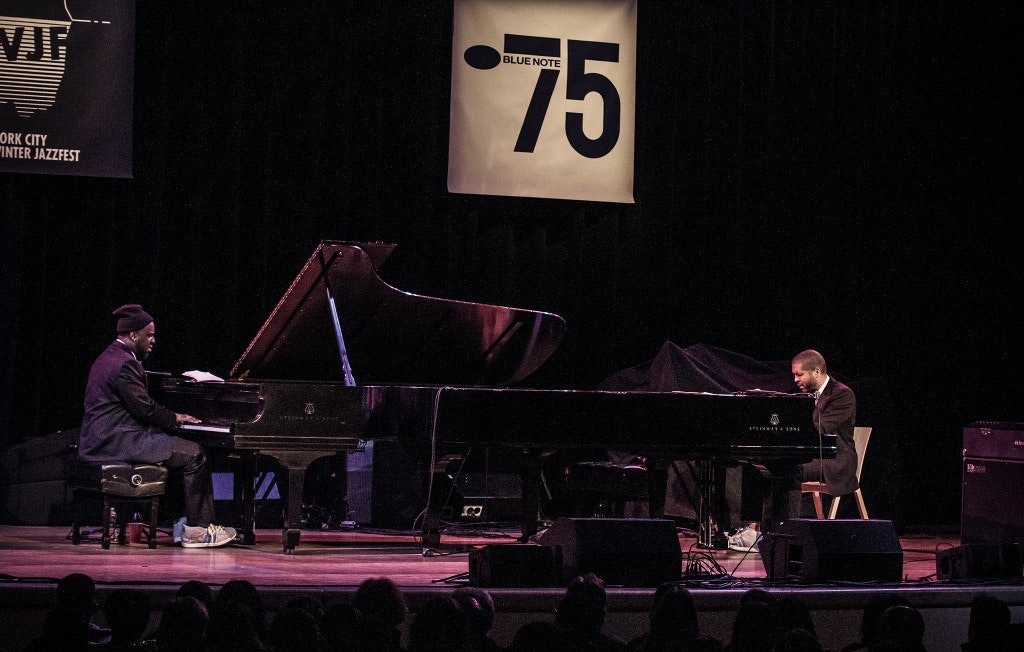 Robert Glasper & Jason Moran, Blue Note Records’ 75th Anniversary Tribute at Winter Jazz Fest, January 8, 2014. Photo: Lesley Keller