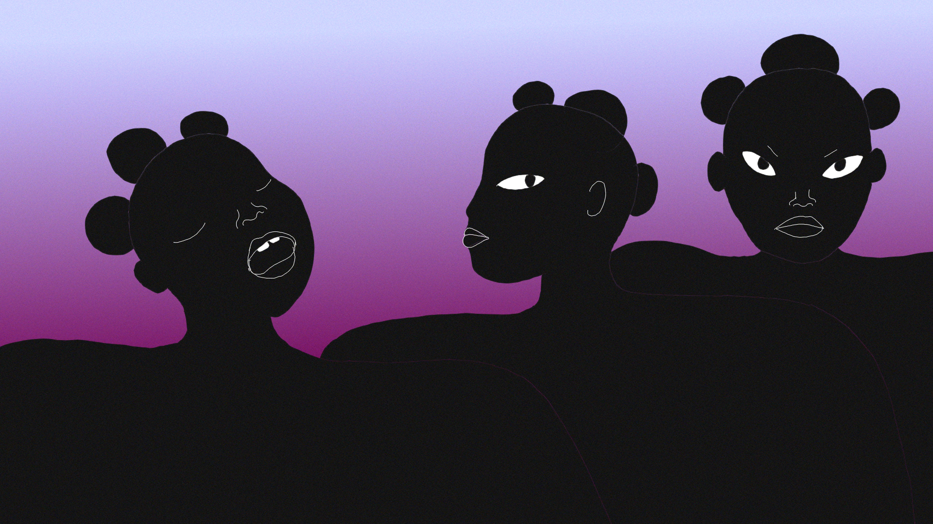 Still from an animation of three women.