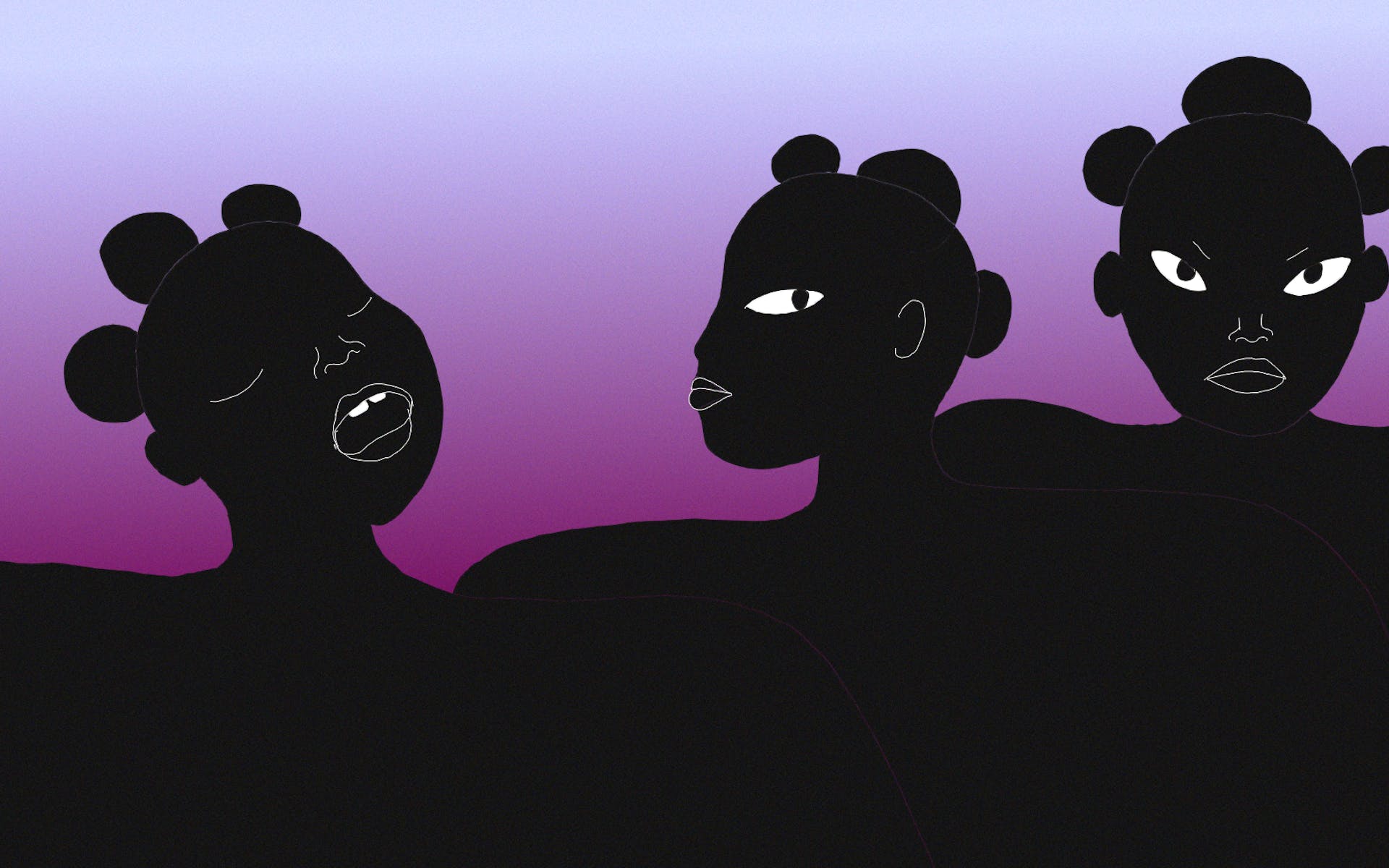 Still from an animation of three women.