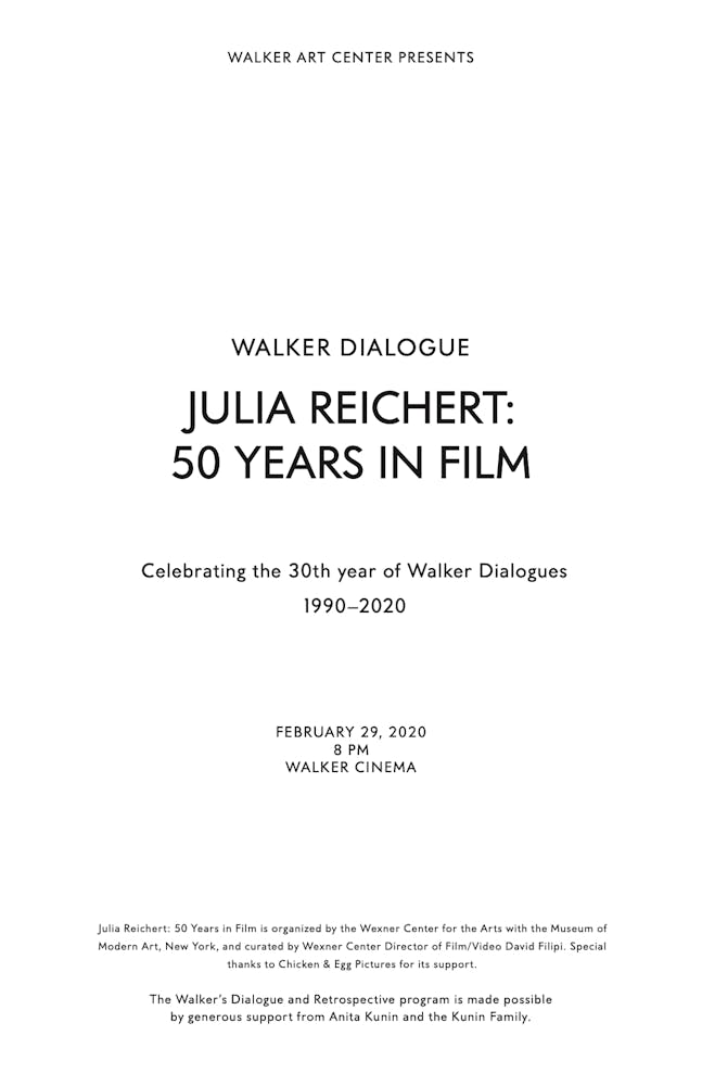 Julia Reichert Dialogue event brochure page 1