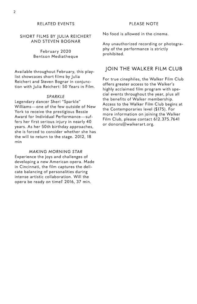 Julia Reichert Dialogue event brochure page 2