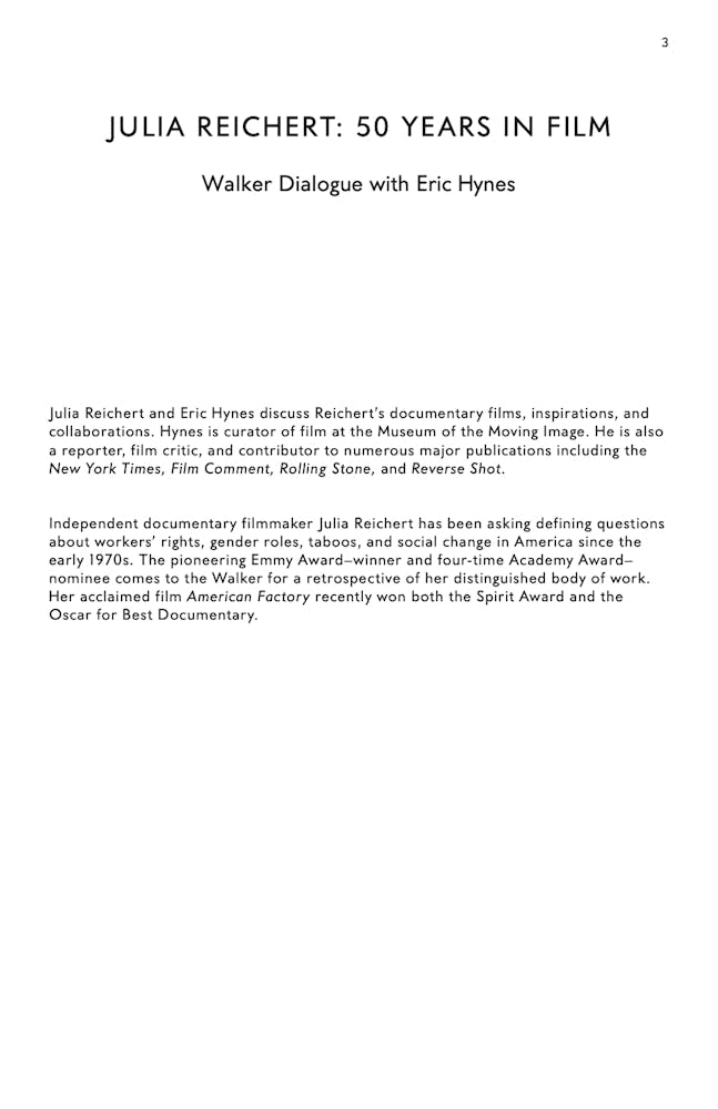 Julia Reichert Dialogue event brochure page 3