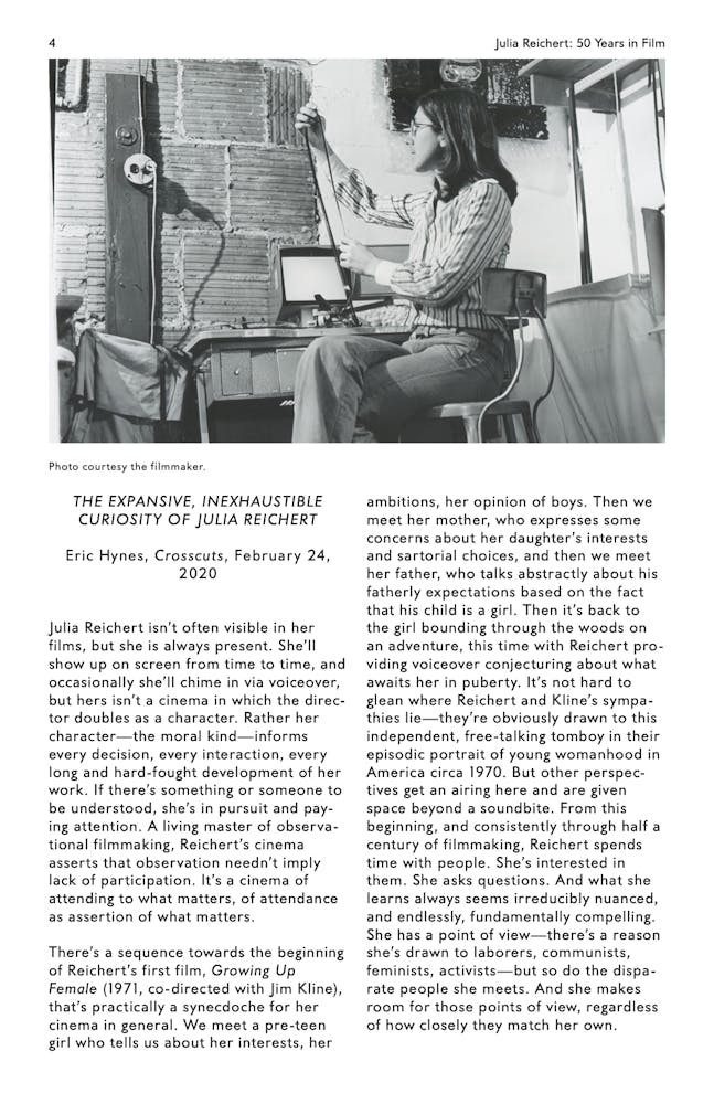 Julia Reichert Dialogue event brochure page 4