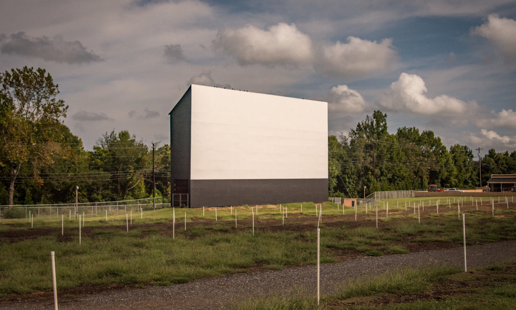 drive-in movie screen in field