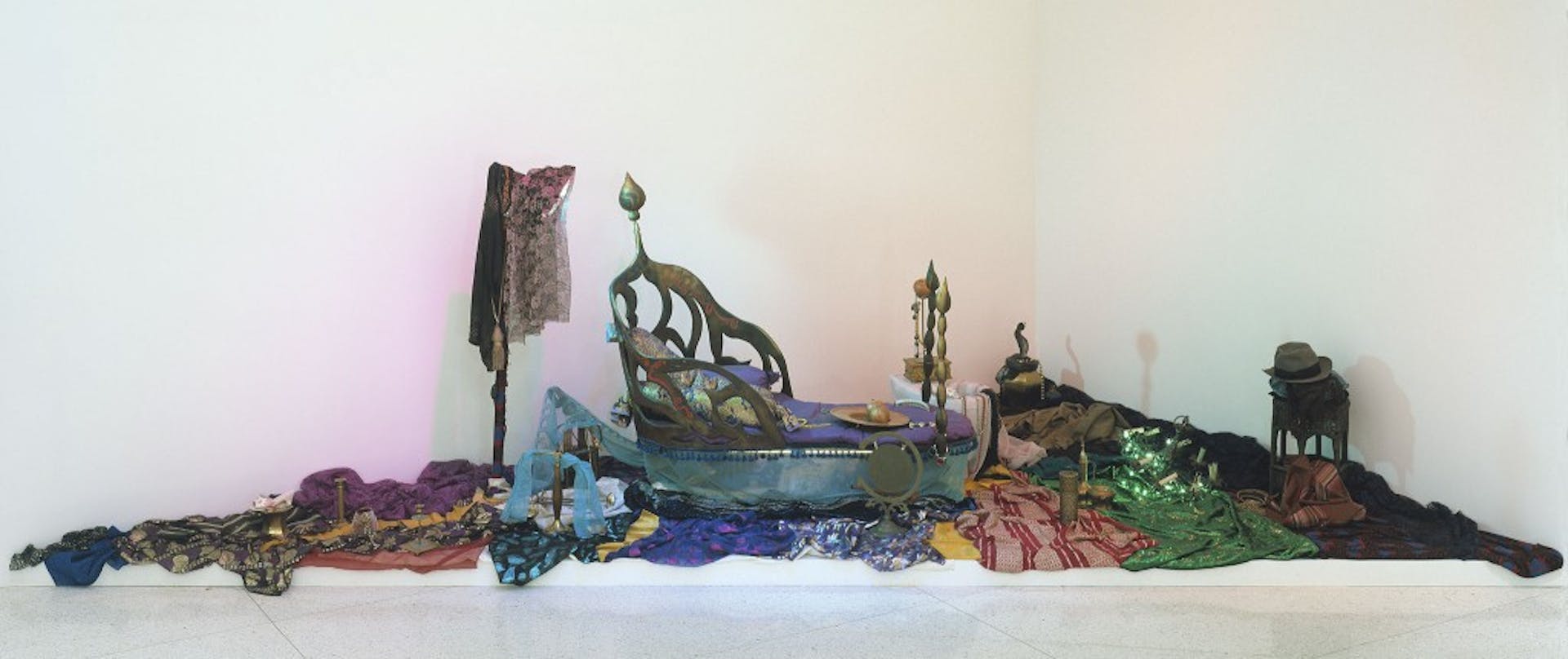 A photograph of Ron Vawter’s stage set for Roy Cohn/Jack Smith (1992) in the Walker’s American Tableaux exhibition (2001)
