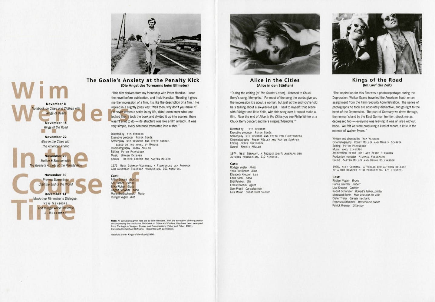 Wim Wenders Dialogue event brochure page 3