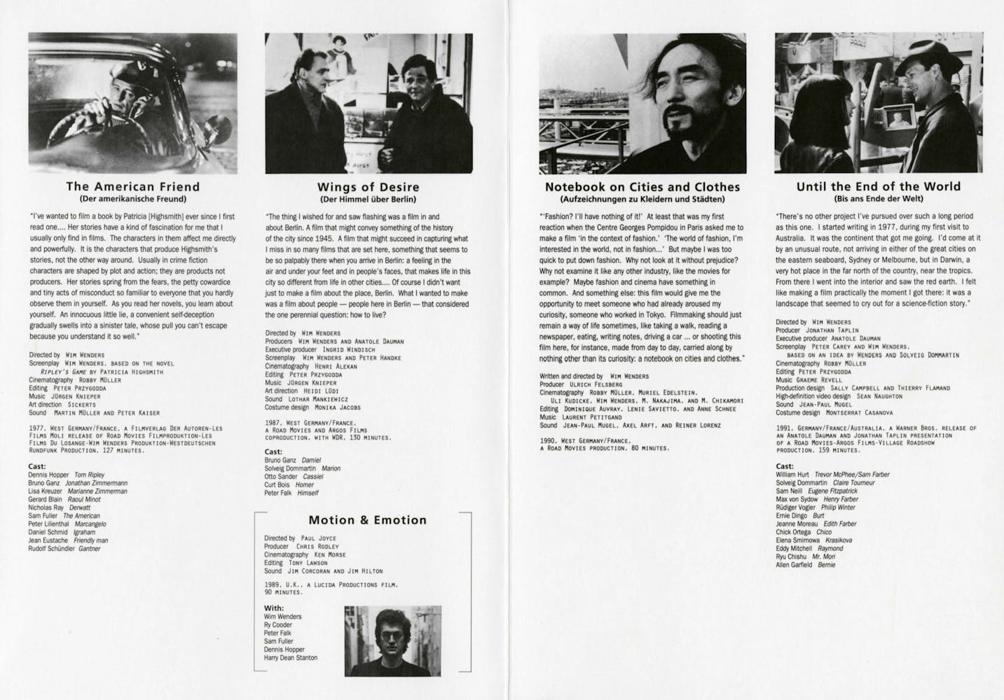 Wim Wenders Dialogue event brochure page 4