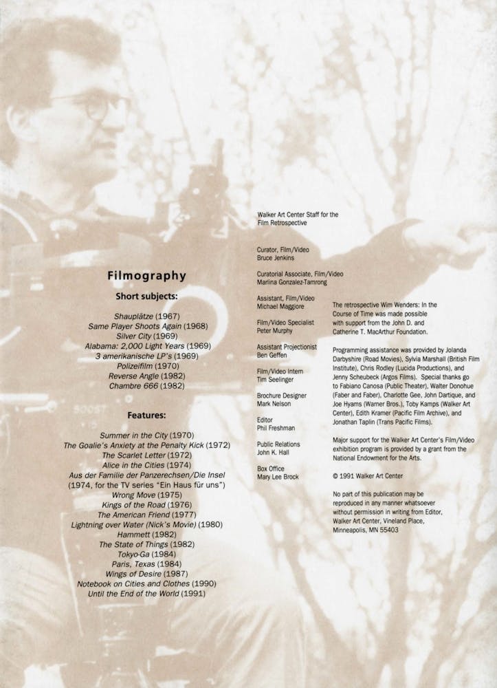 Wim Wenders Dialogue event brochure page 5