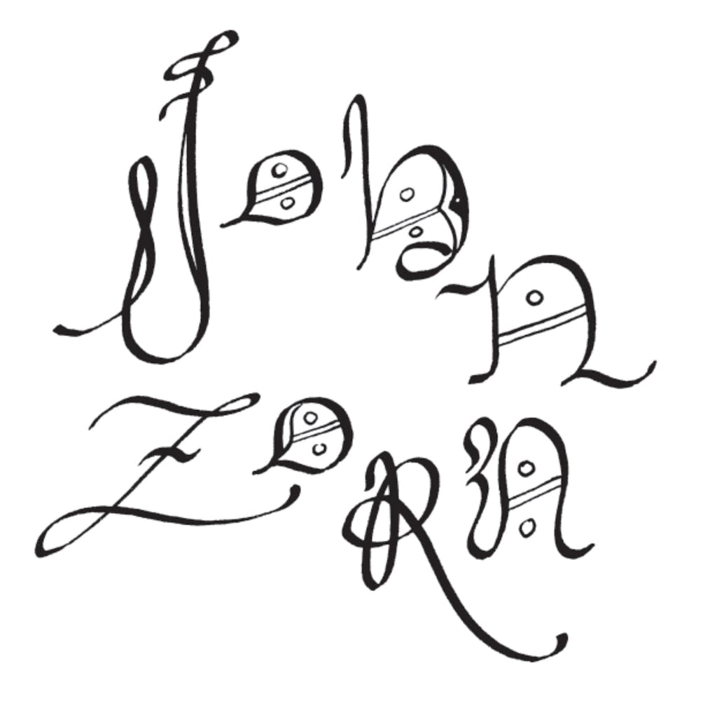 Hand drawing of the name John Zorn