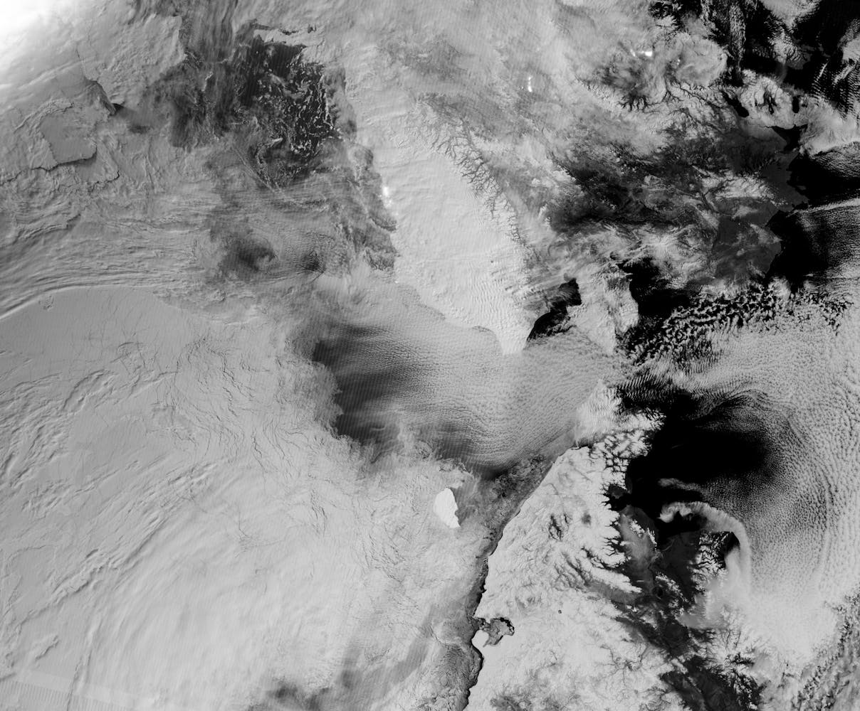 Satellite image of the Arctic during polar darkness