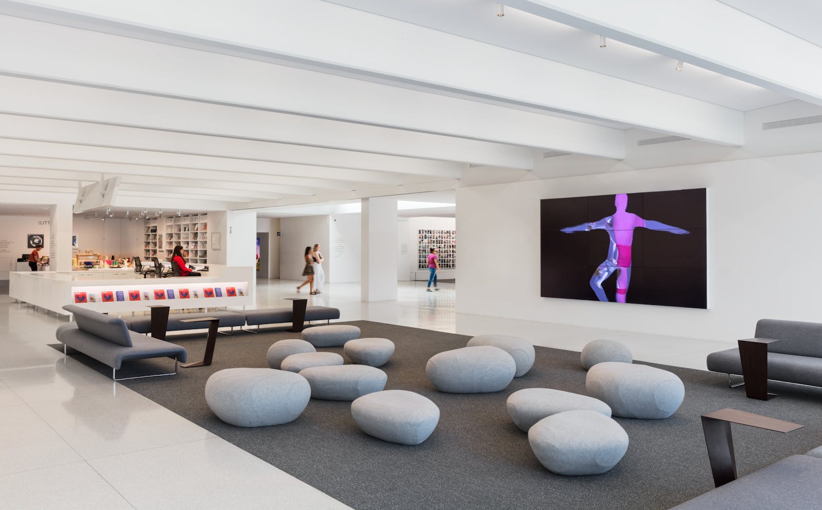 A museum loby during an open day.