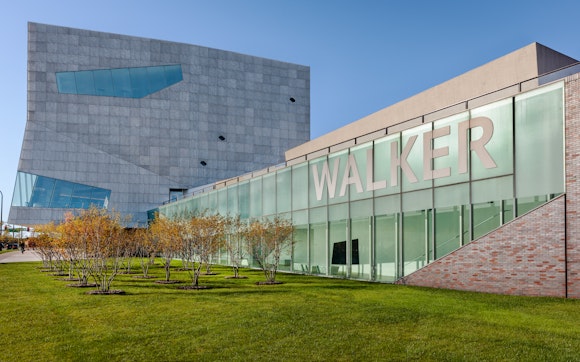 Exterior view of the Walker Art Center on a sunny day.