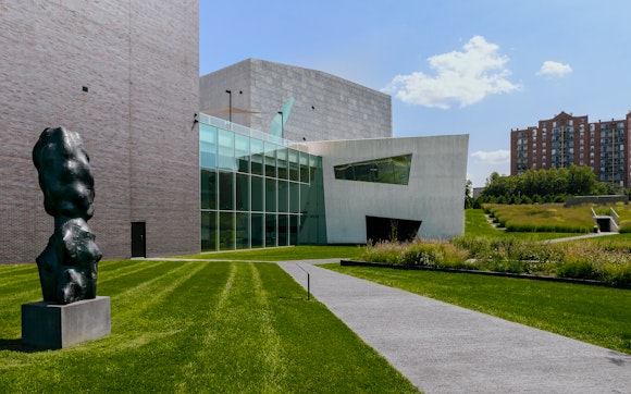 View of the Walker Art Center building and hillside